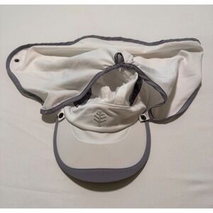 Coolibar Agility Sport Cap White Grey Sun Hat Removable Neck Drape UPF 50 L XL